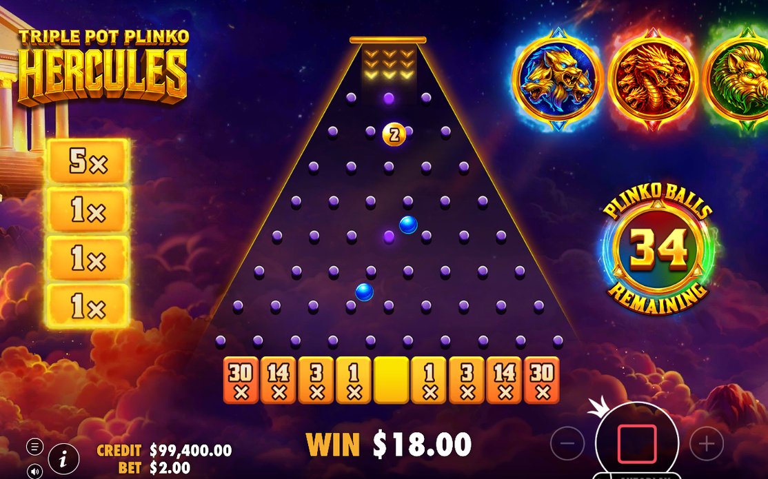 Plinko Bonus pyramid with balls ready to drop